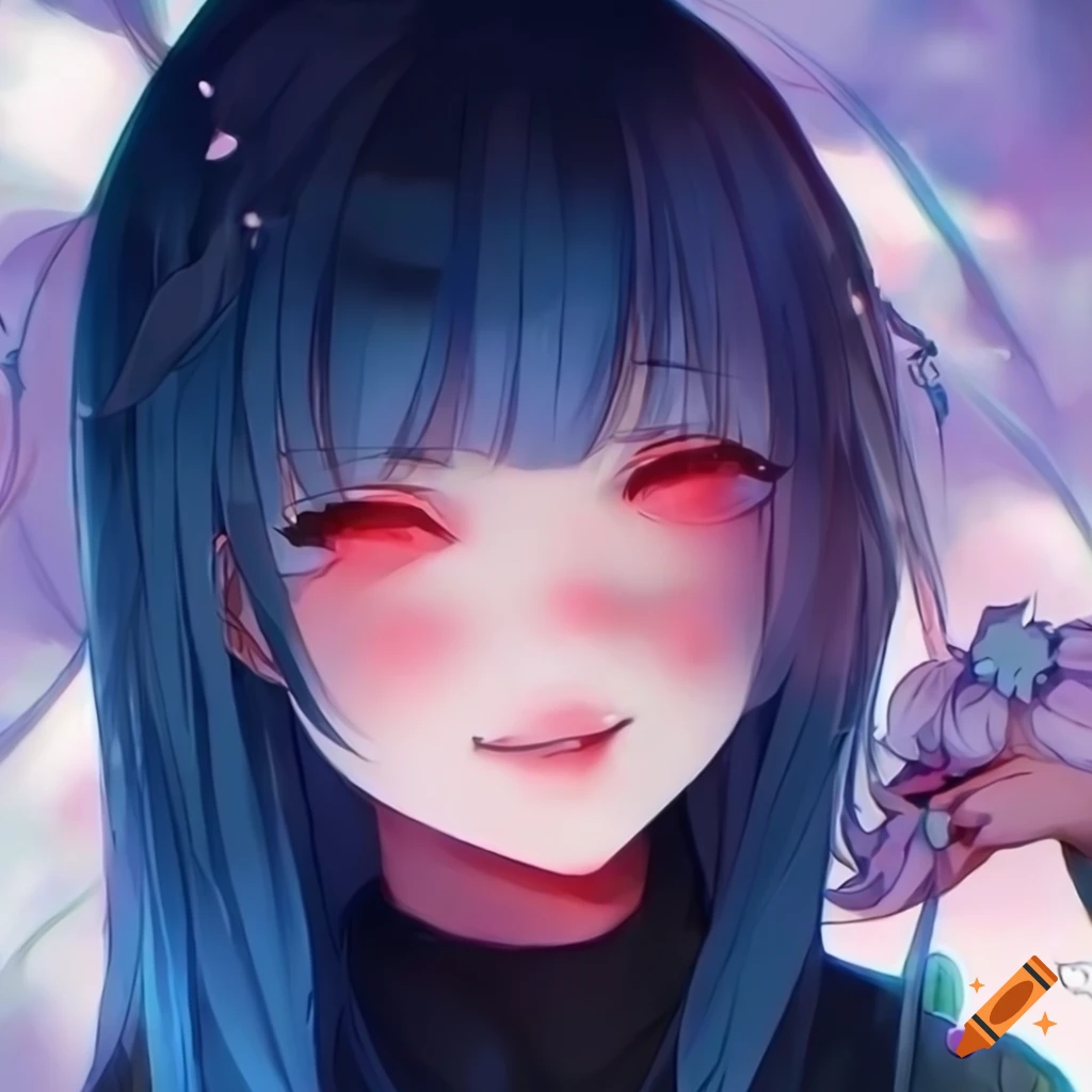 Aesthetic Anime Panda Woman With Closed Eyes And Blue Hair 5526