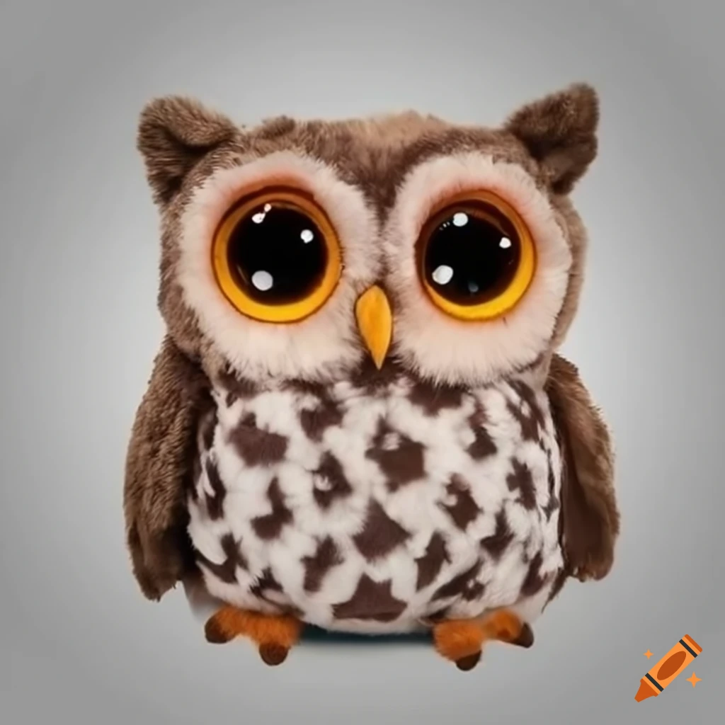 adorable smiling plush owl with big eyes