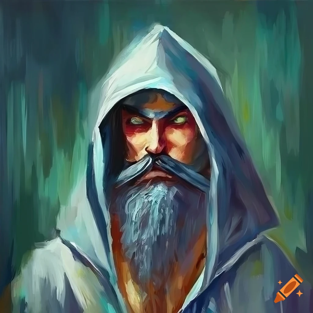 impressionist painting of a cunning arabian sorcerer