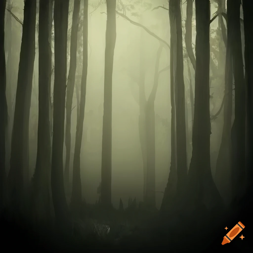 surreal photograph of a spooky forest clearing under a full moon