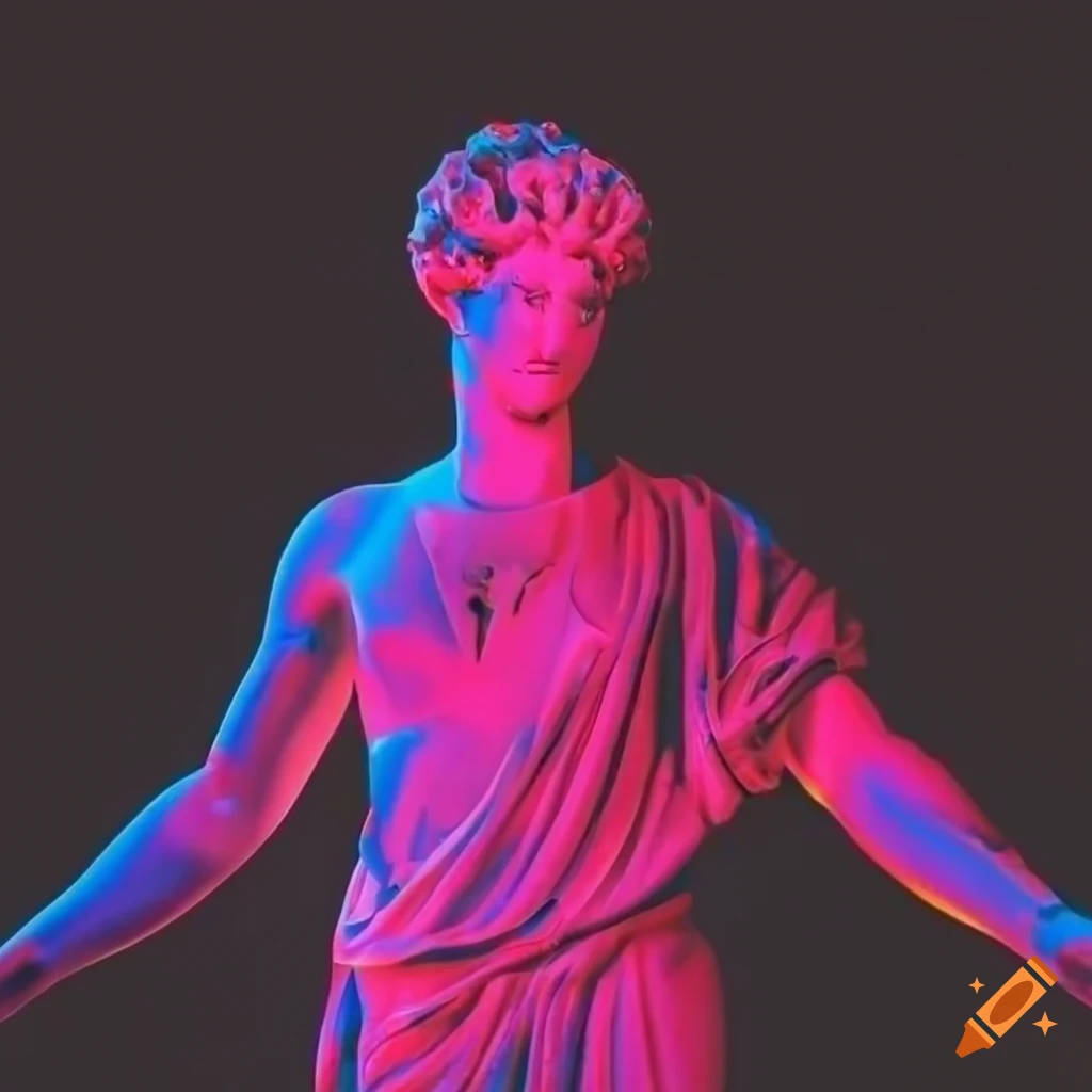 Colorful glitch art of a greek statue on Craiyon