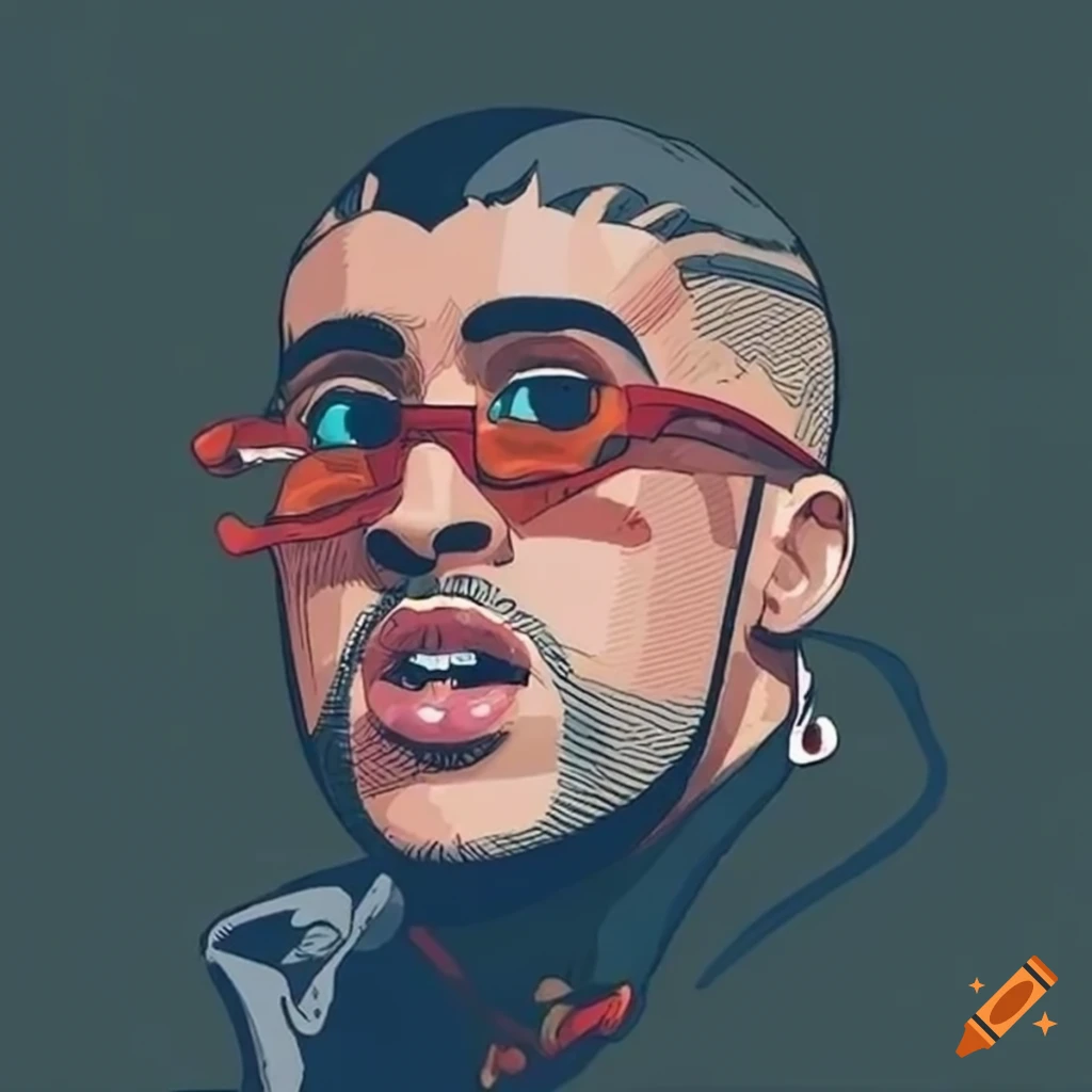 Comicstyle drawing of bad bunny