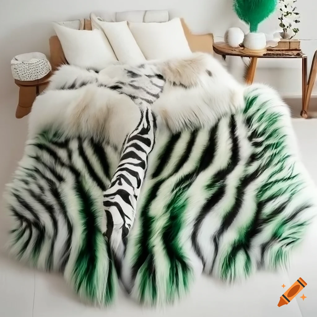Zebra print fox fur blanket