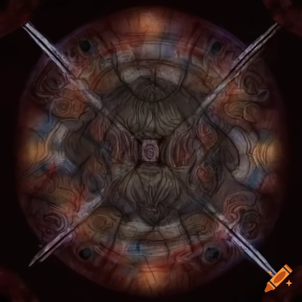image of reversed tarot cards: Nine of Stones and Three of Swords