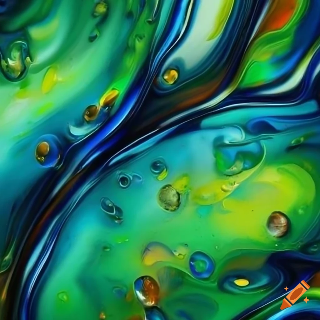 abstract painting of oil and water leaf pattern