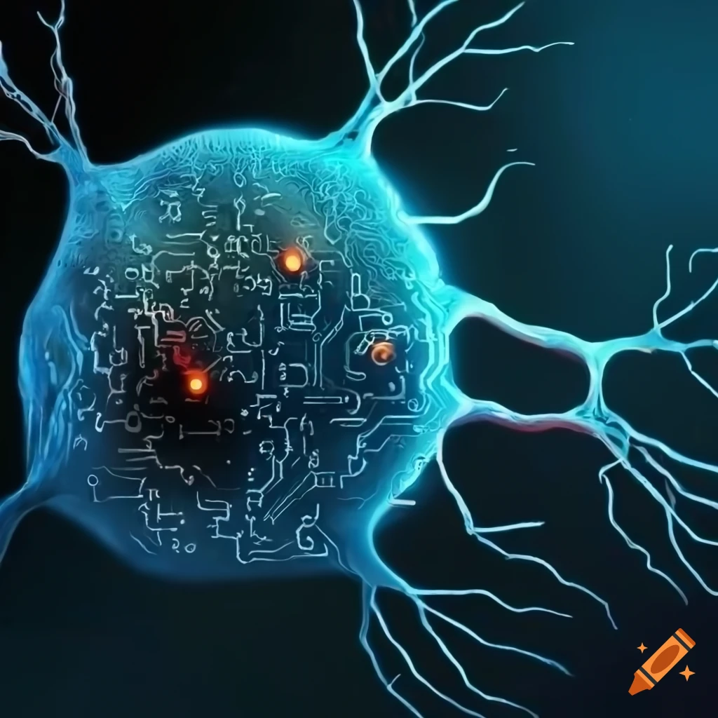Artistic representation of a neuron using electronic circuit components