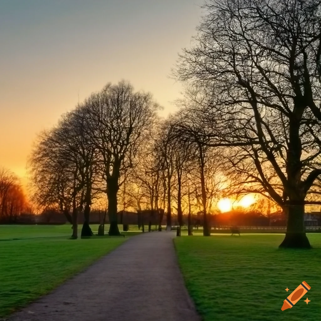 Sunset at knighton park in leicester, england