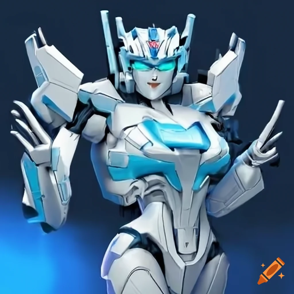 White and light blue female transformer beauty on Craiyon