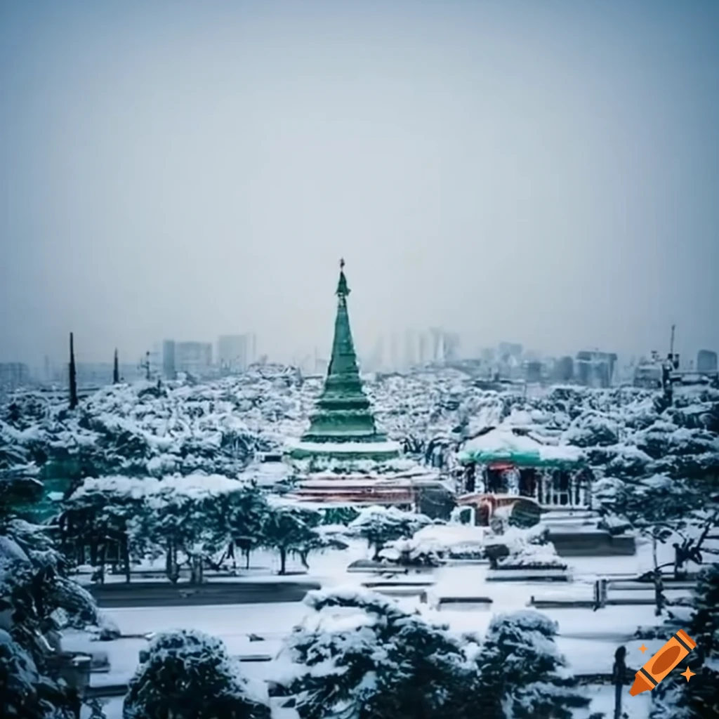 Yangon city covered in snow