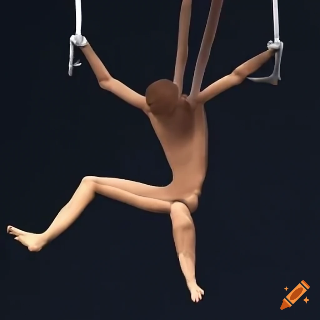 humanoids performing on a trapeze