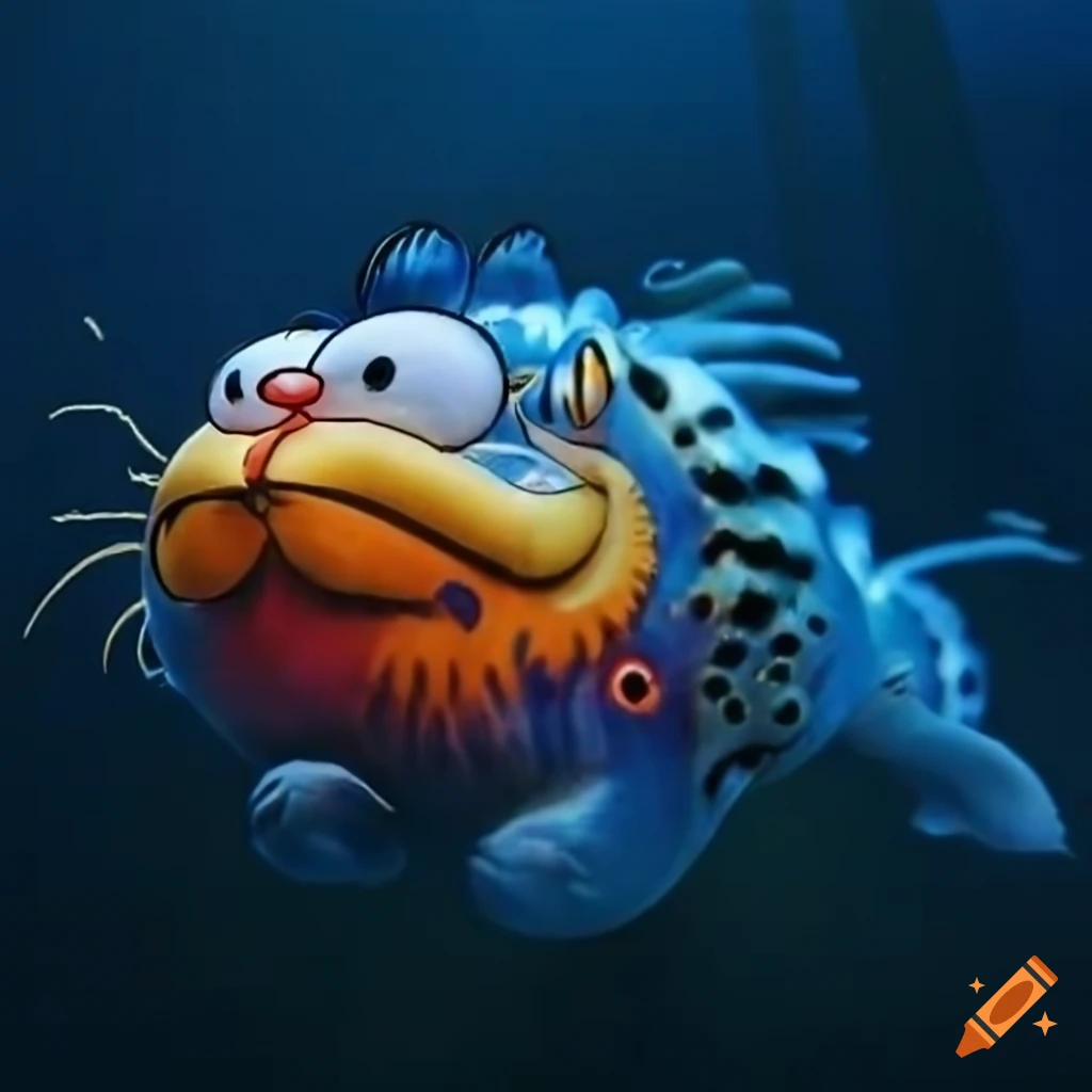 image of a satirical deep sea Garfield