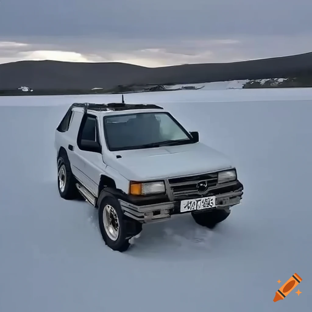 Opel Frontera 1993 sinking in icy lake