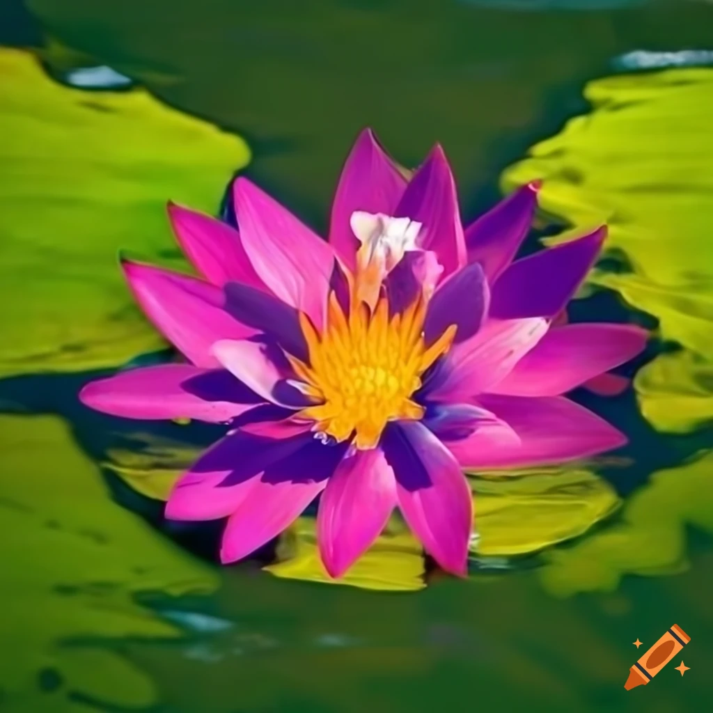 Magical blue lotus flower lying in water surrounded by a dark background on  Craiyon