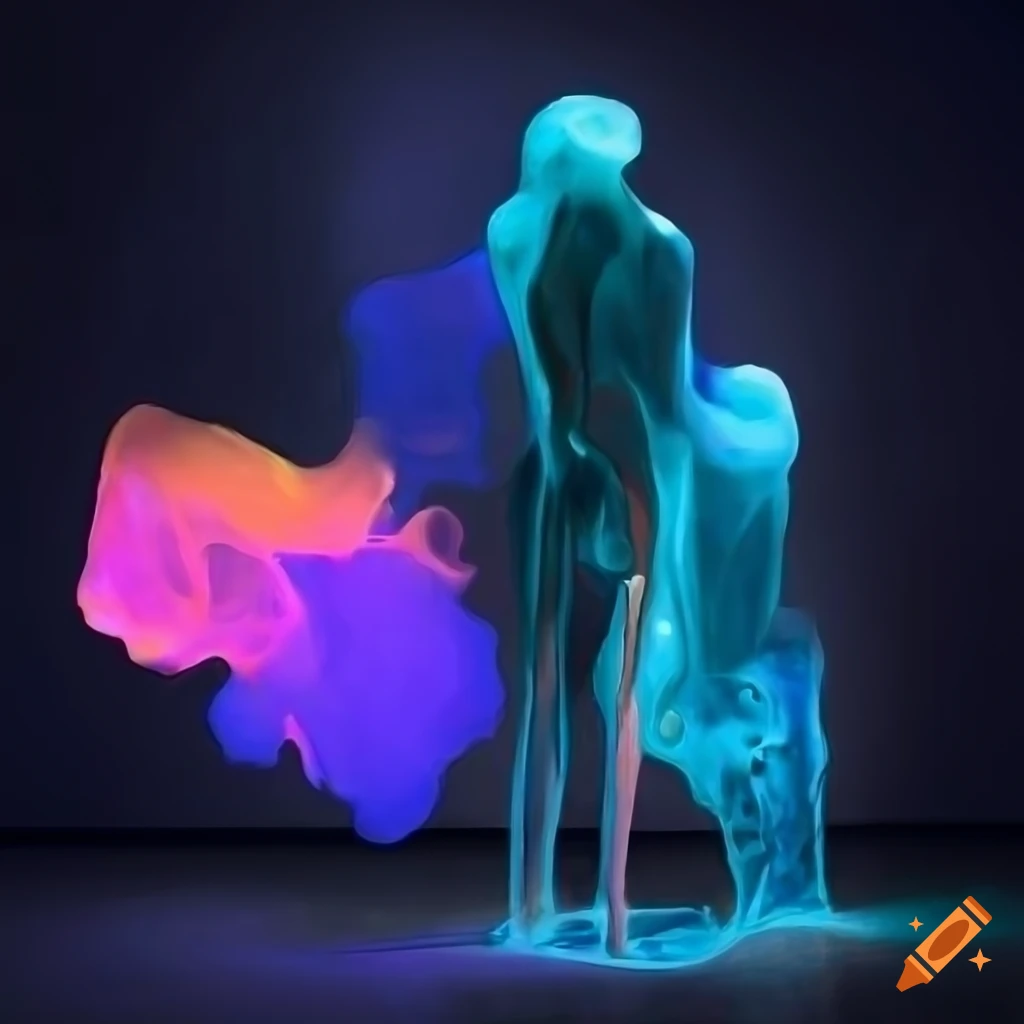 abstract art of melting figures on a transparent background