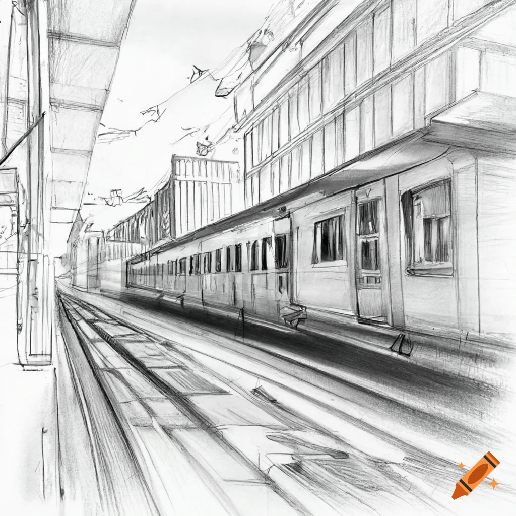 Drawing of a train at a train station by riomadagascarkfp1 on DeviantArt