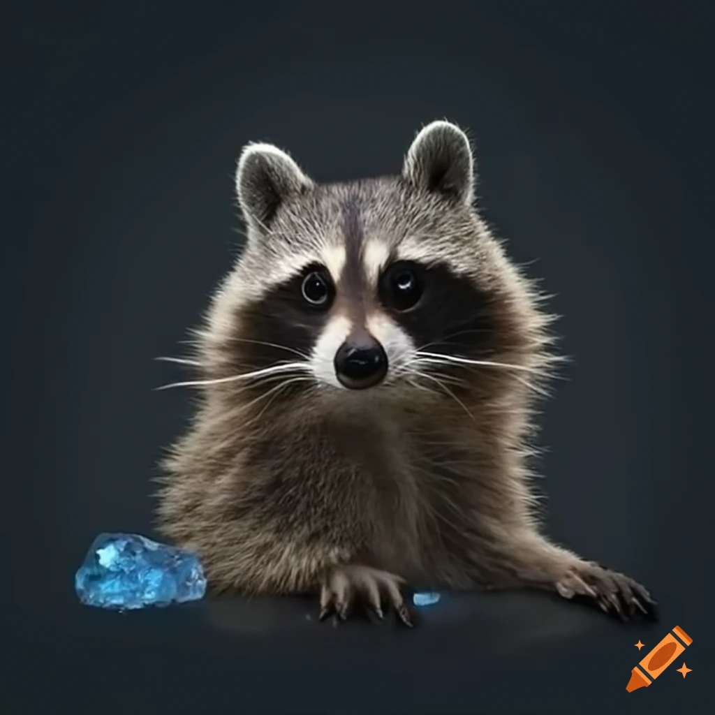raccoon holding a crystal