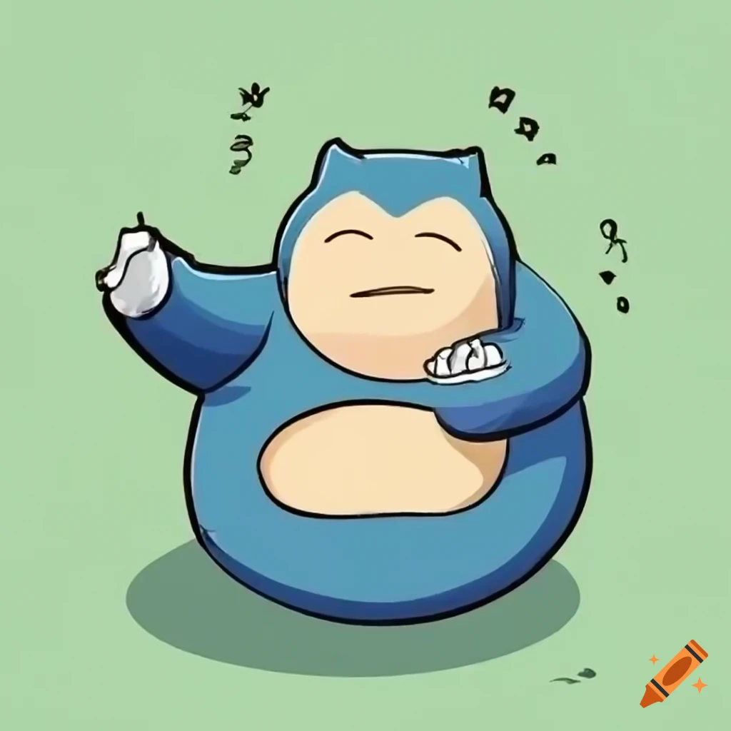 cartoon art of Snorlax in rubber hose style