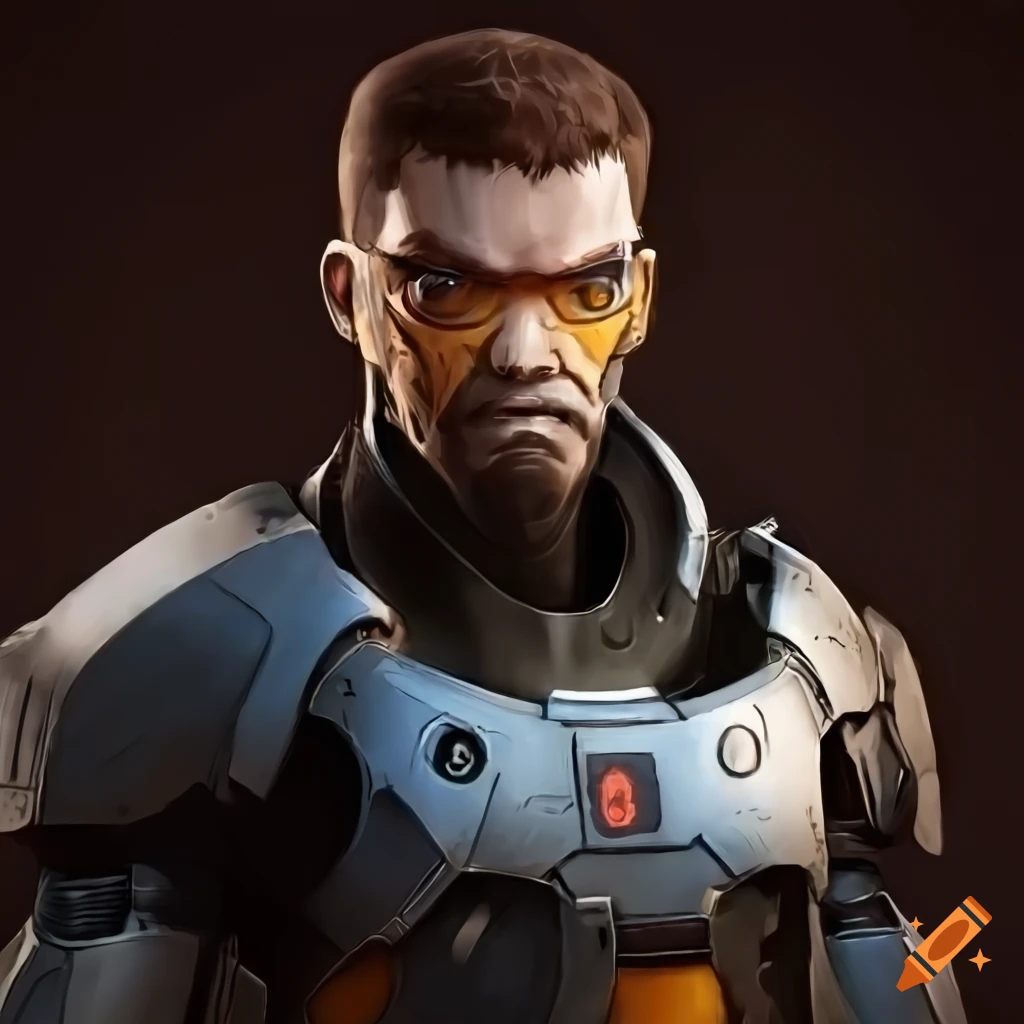portrait of Gordon Freeman in futuristic armor