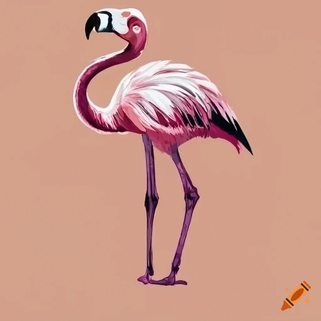 illustration-of-a-cream-coloured-flamingo