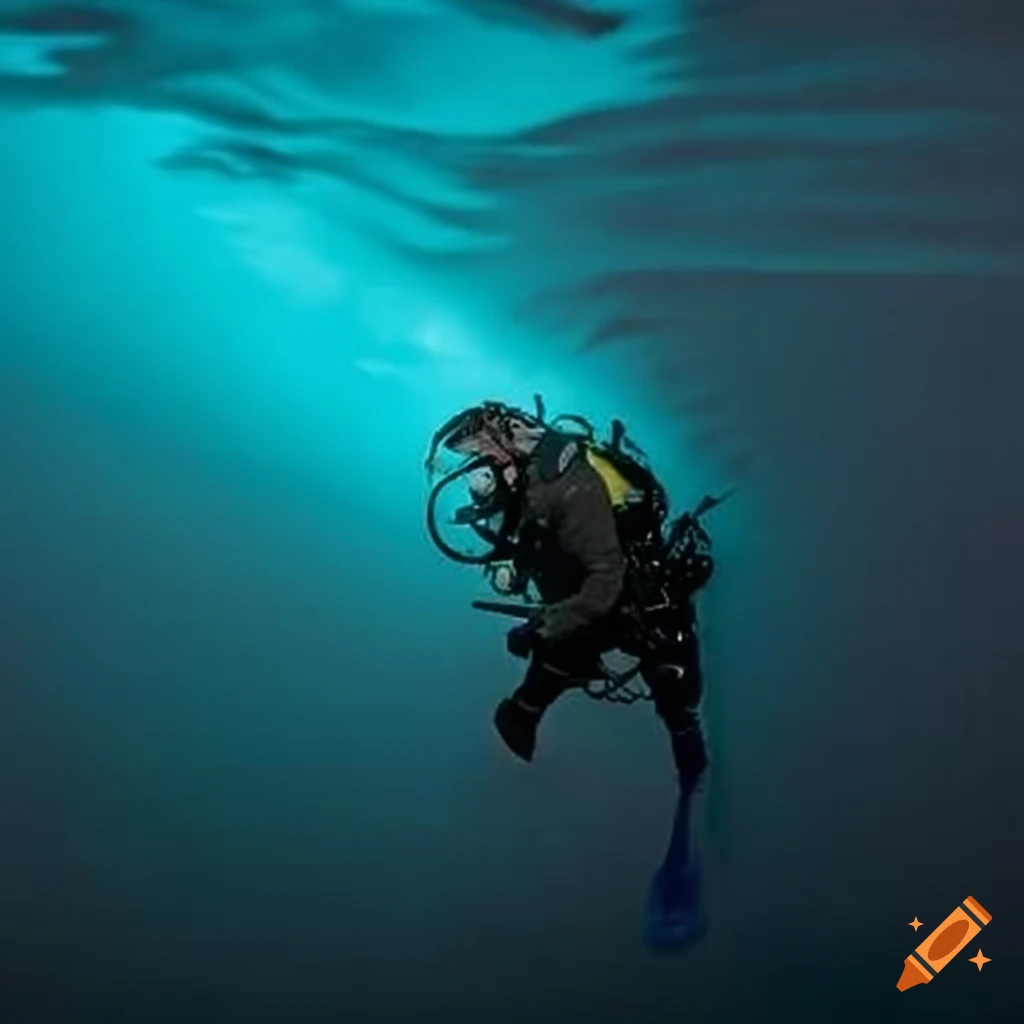 Scientist diving into arctic waters