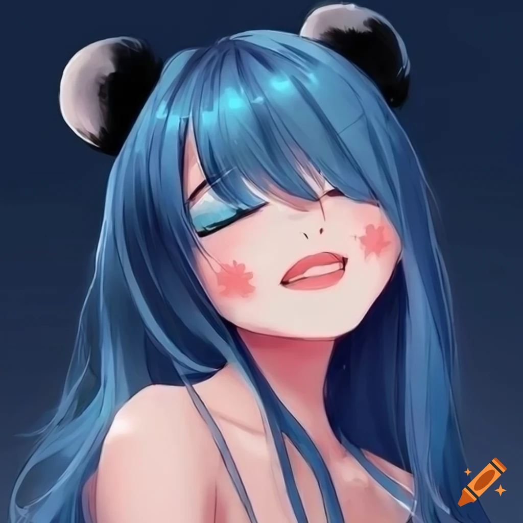 Aesthetic Anime Panda Woman With Closed Eyes 