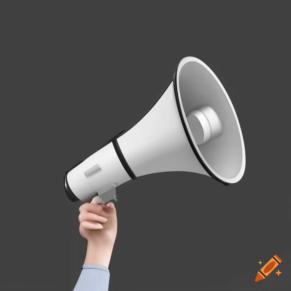White megaphone in clean and modern design on Craiyon