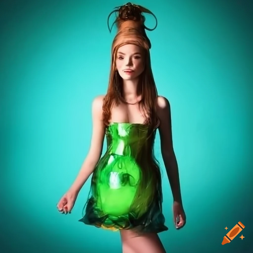 Girl in a unique bottle costume