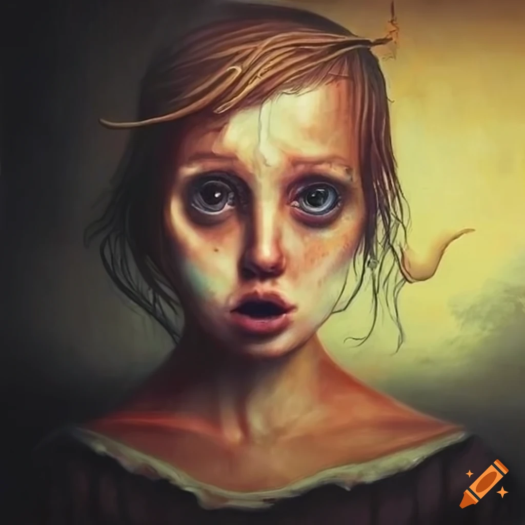 surreal painting with twisted features