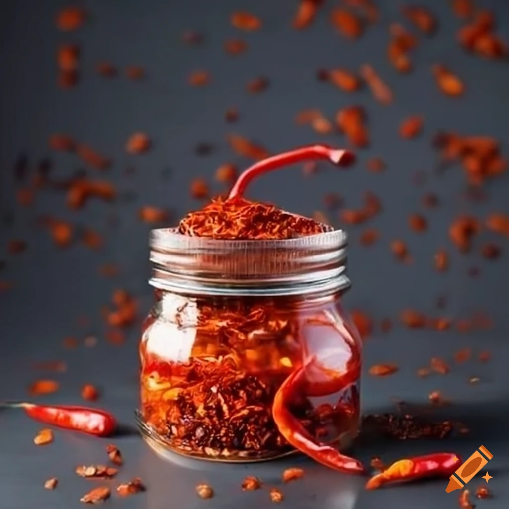 jar of crushed red chilli paprika oil