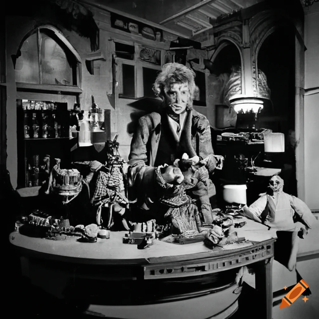 Doctor Who TV set with laboratory and Gerry Anderson puppets