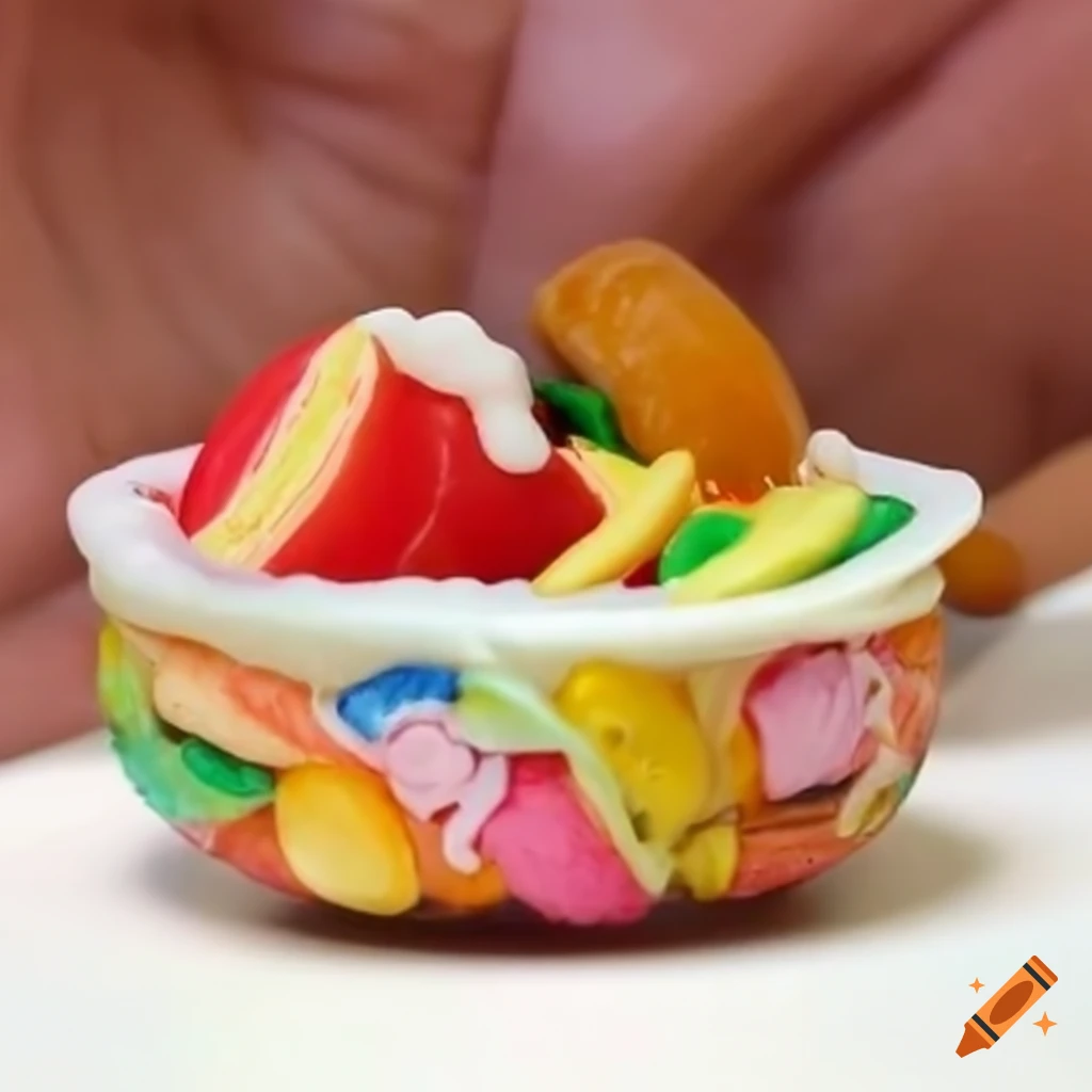 miniature diorama of a food fight scene