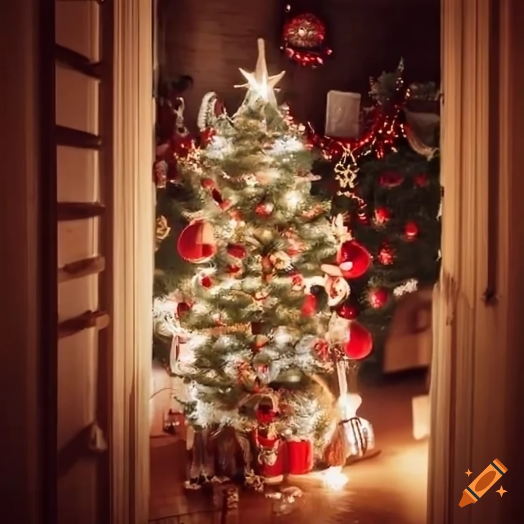 Christmas tree with miniature doors and windows
