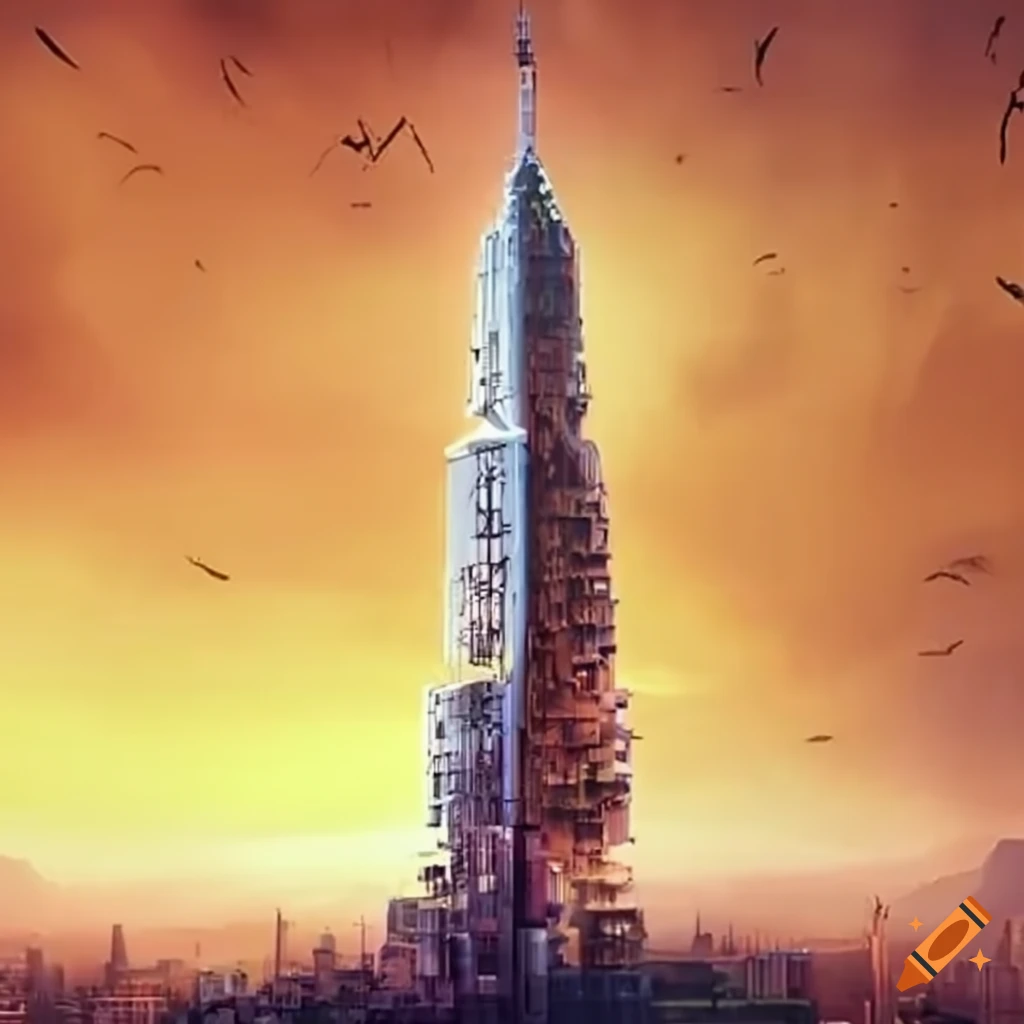 minimalist depiction of a tall tower