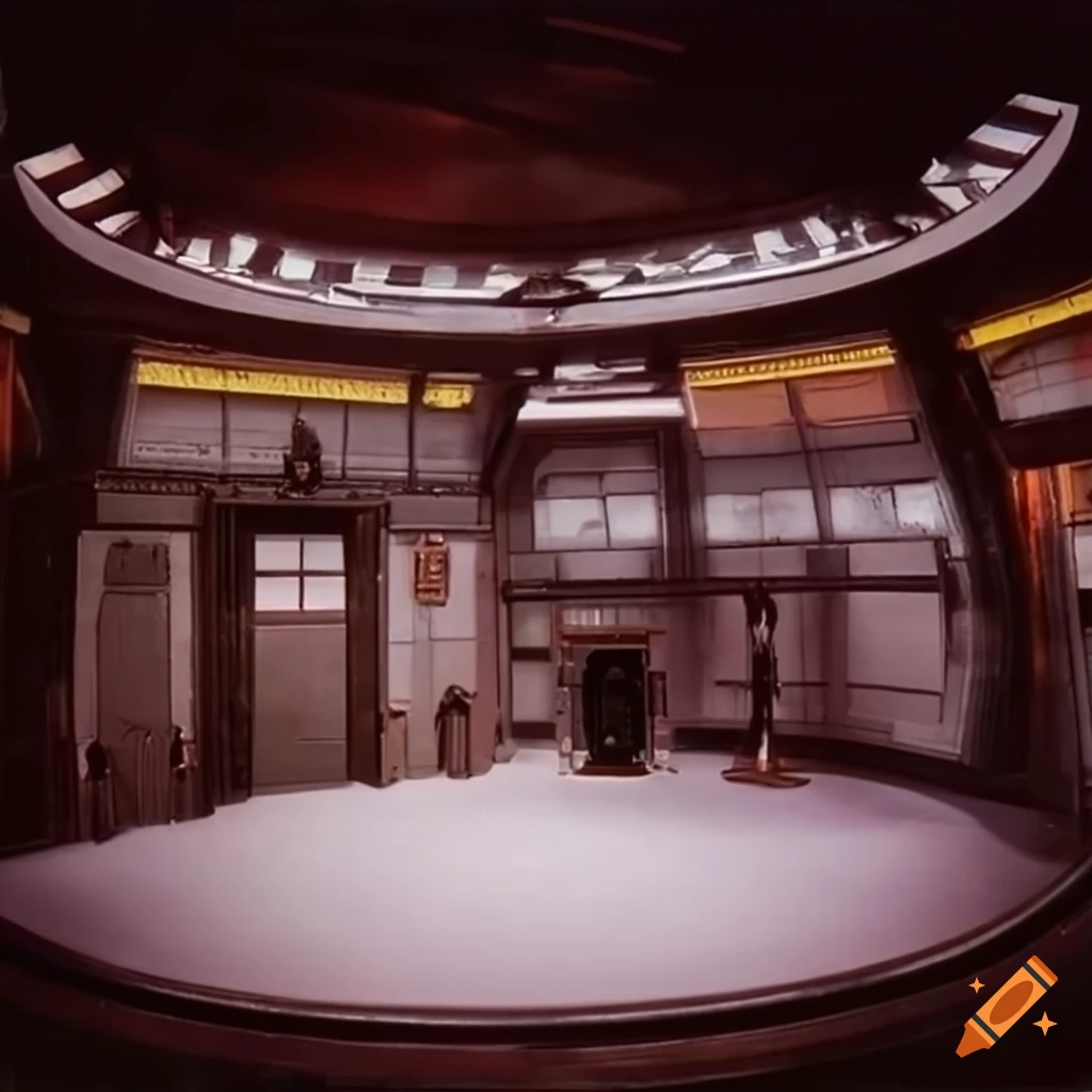 1972 BBC TV studio set of Earth President's Headquarters in Doctor Who