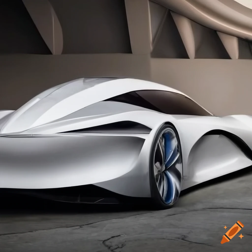 rear view of a sleek white European hyper concept car