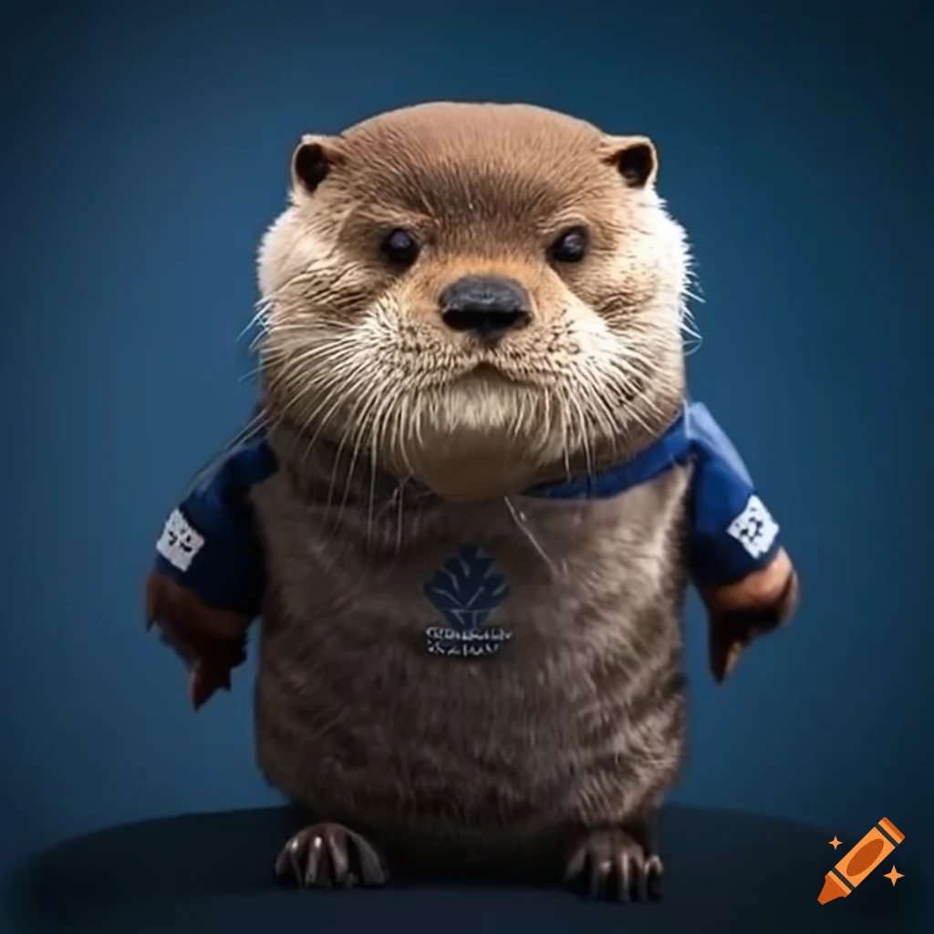otter wearing a Toronto Maple Leafs jersey
