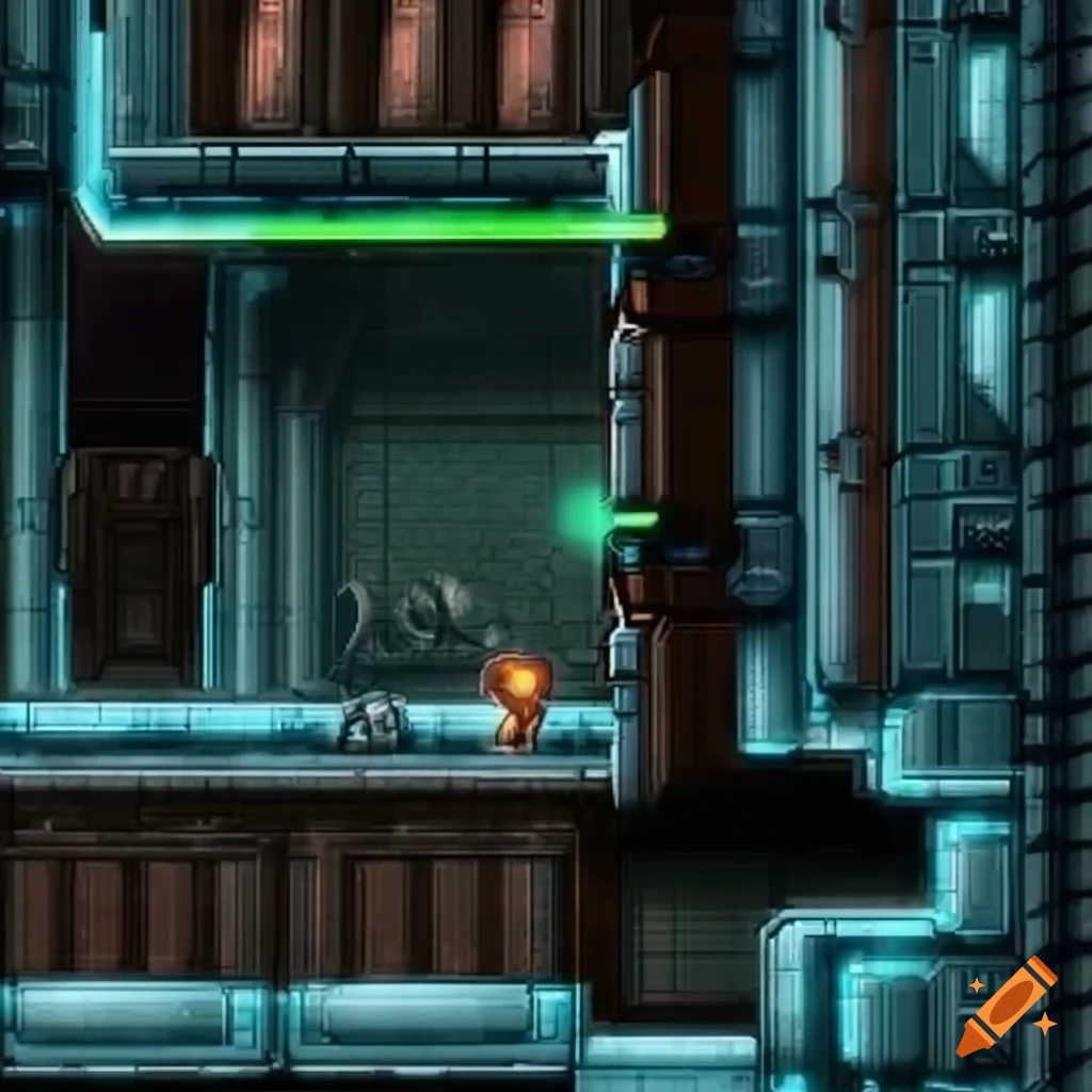 Realistic 2d background of a metroid zero mission game area entrance on