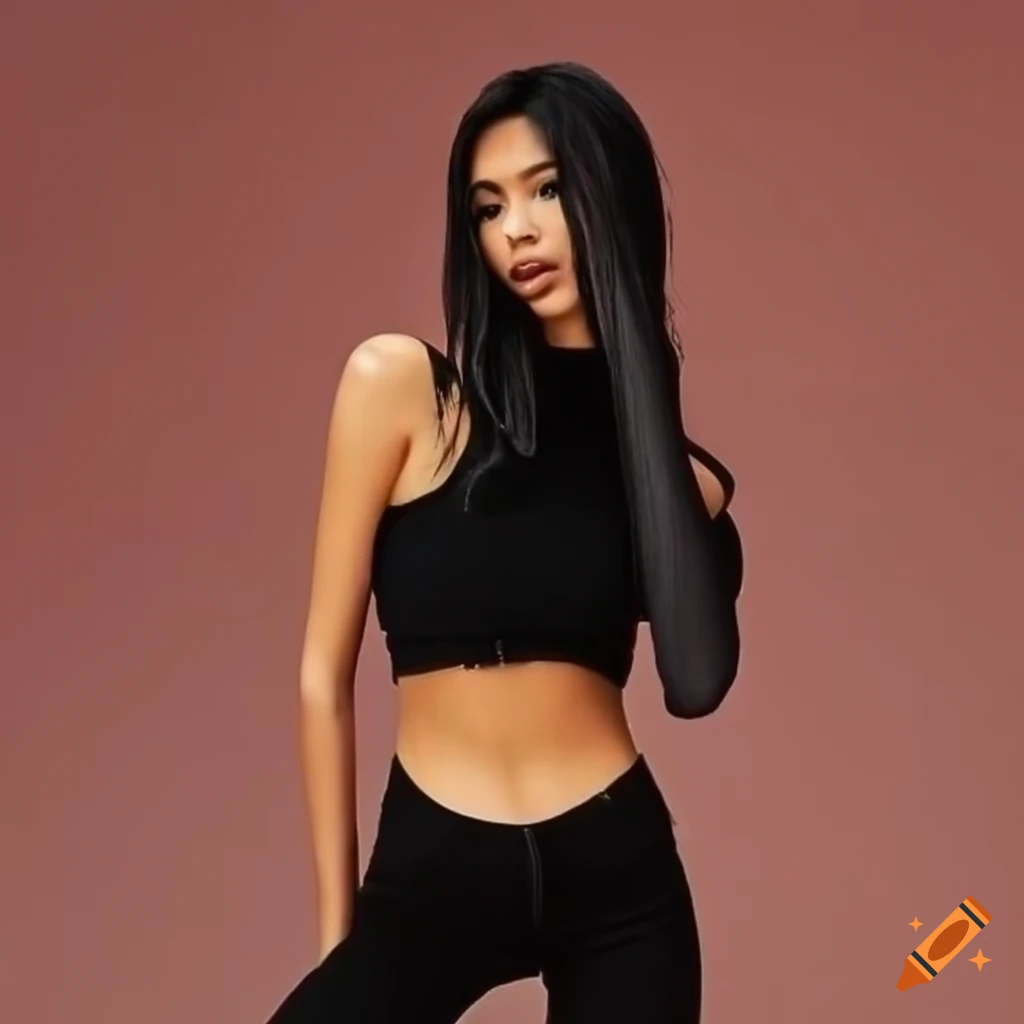 woman wearing a black skinny jeans and crop top