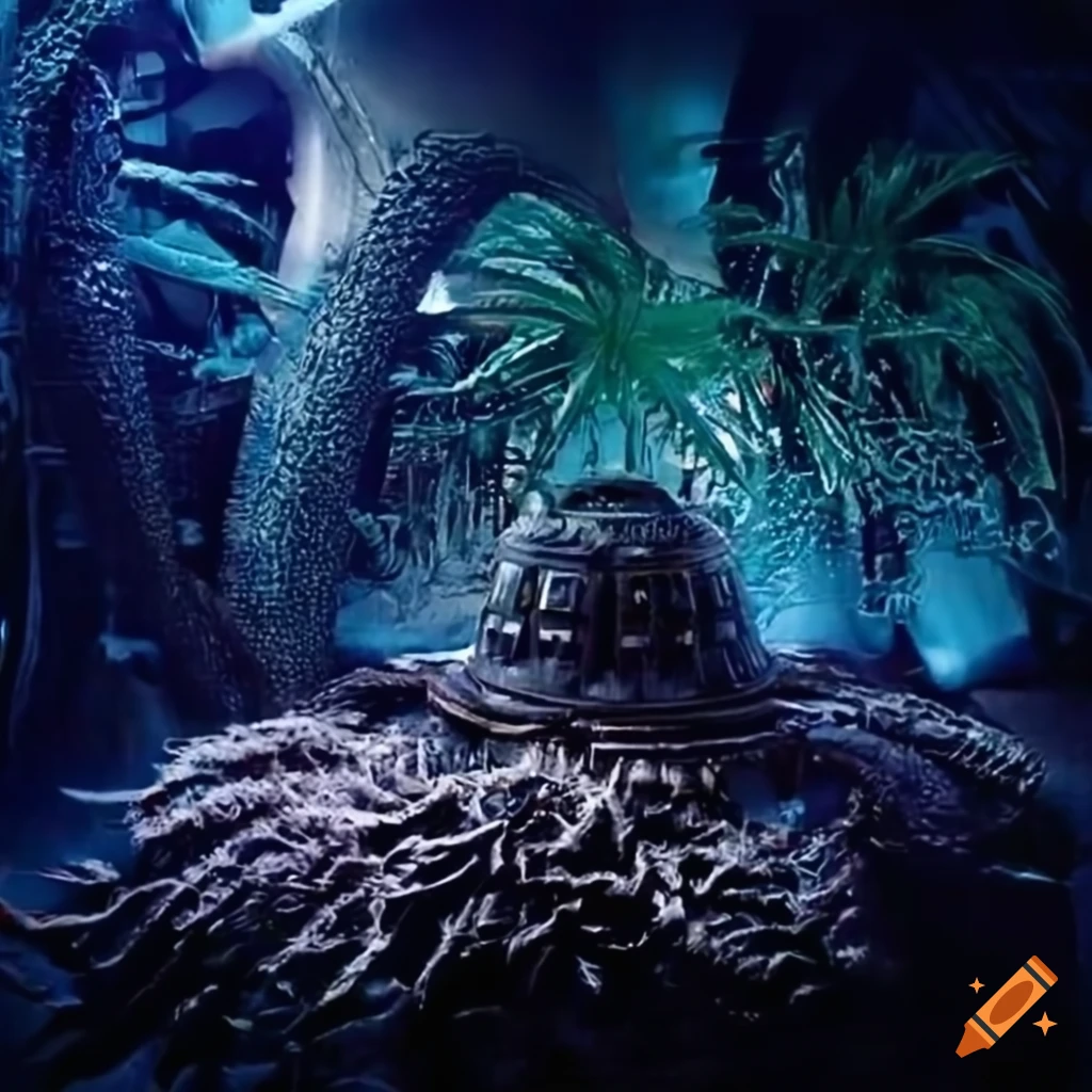 BBC TV studio set made of plants for Doctor Who episode 'Seeds of Doom'