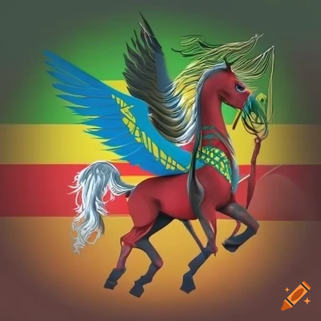 Ethiopian flag colored pegasus