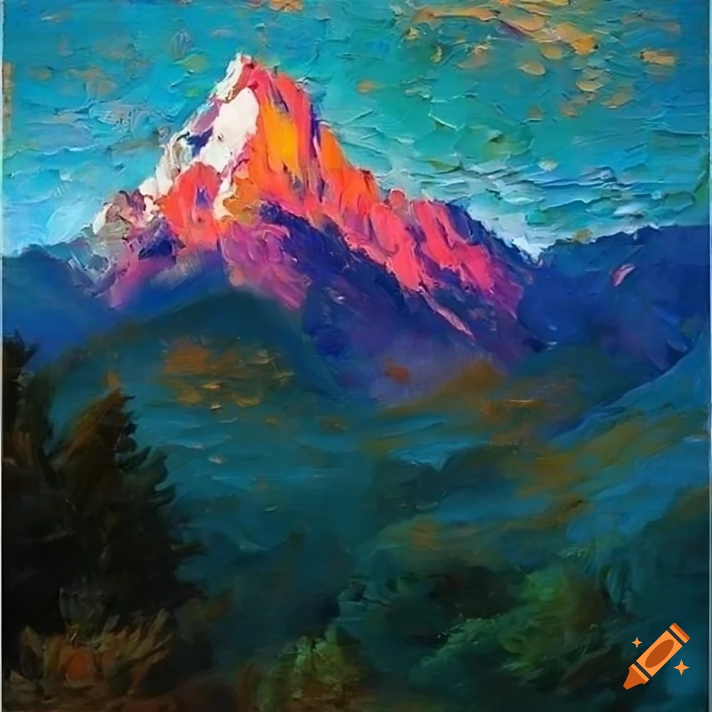 Tableau impressioniste of mont canigou