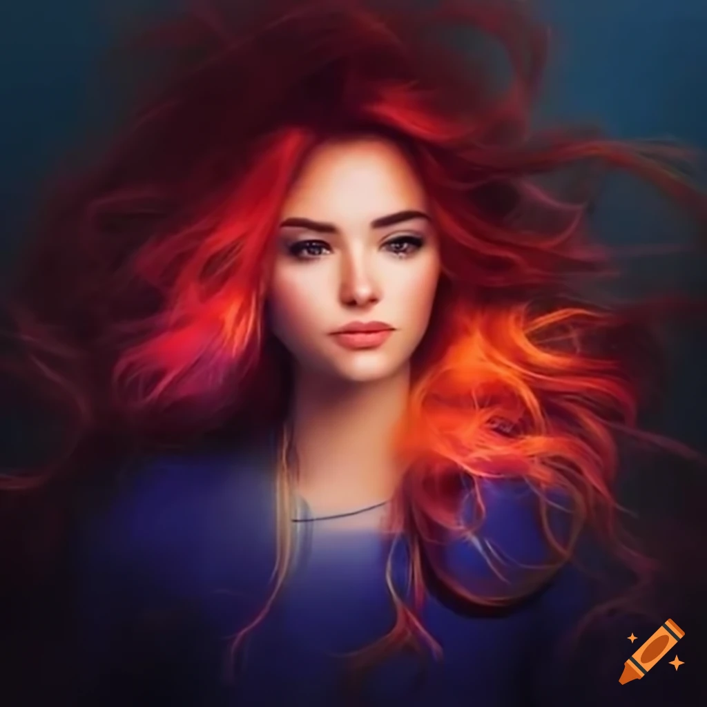 image of a young woman with red wavy hair and lightning powers