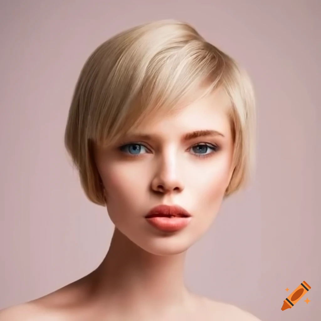 portrait of a young woman with a short bob haircut