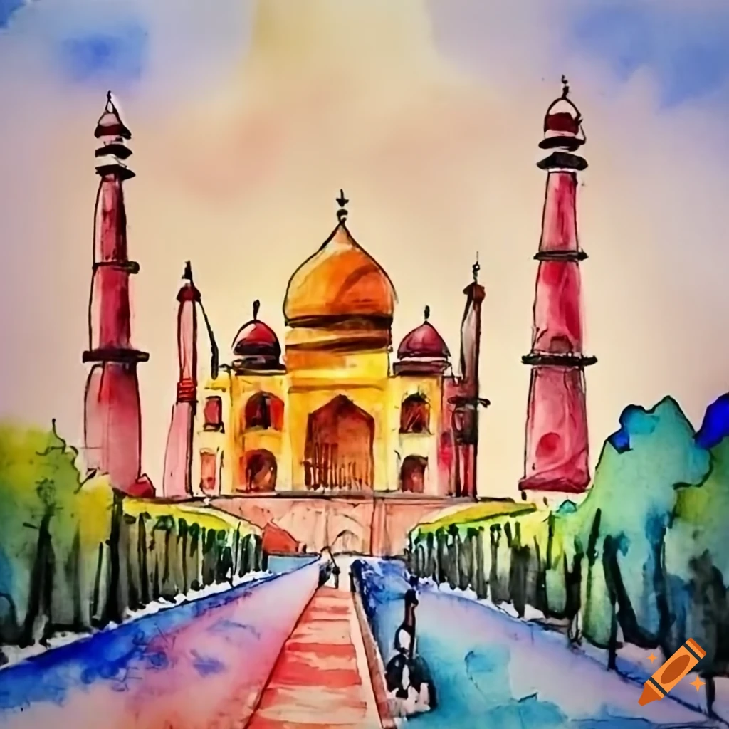Taj Mahal Agra Gold Foil Print, UNESCO, Wonders of the World, Famous Taj  Mahal, India Poster, Oriental Architectural Sketch, Home Decor - Etsy