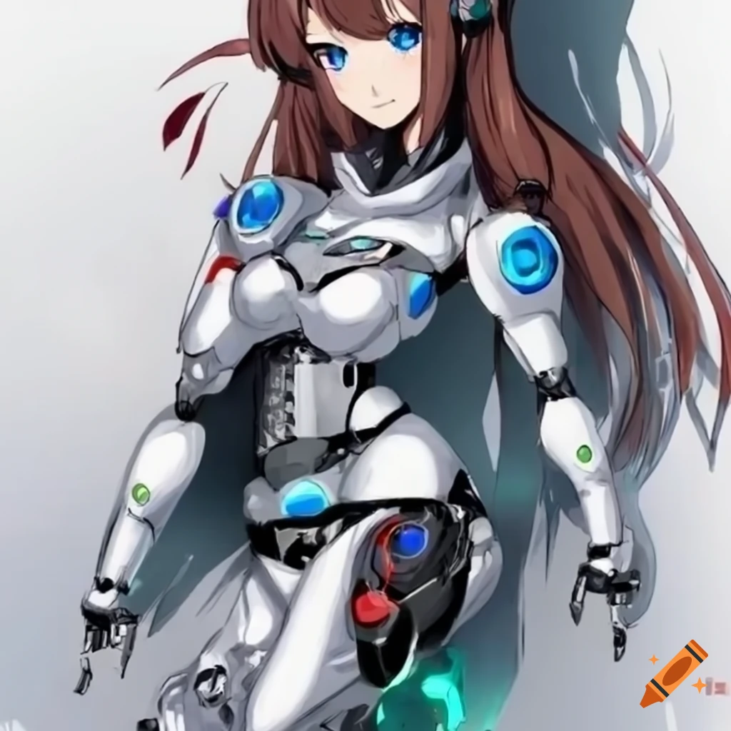 Premium Photo | 3d render of mecha robot anime girl
