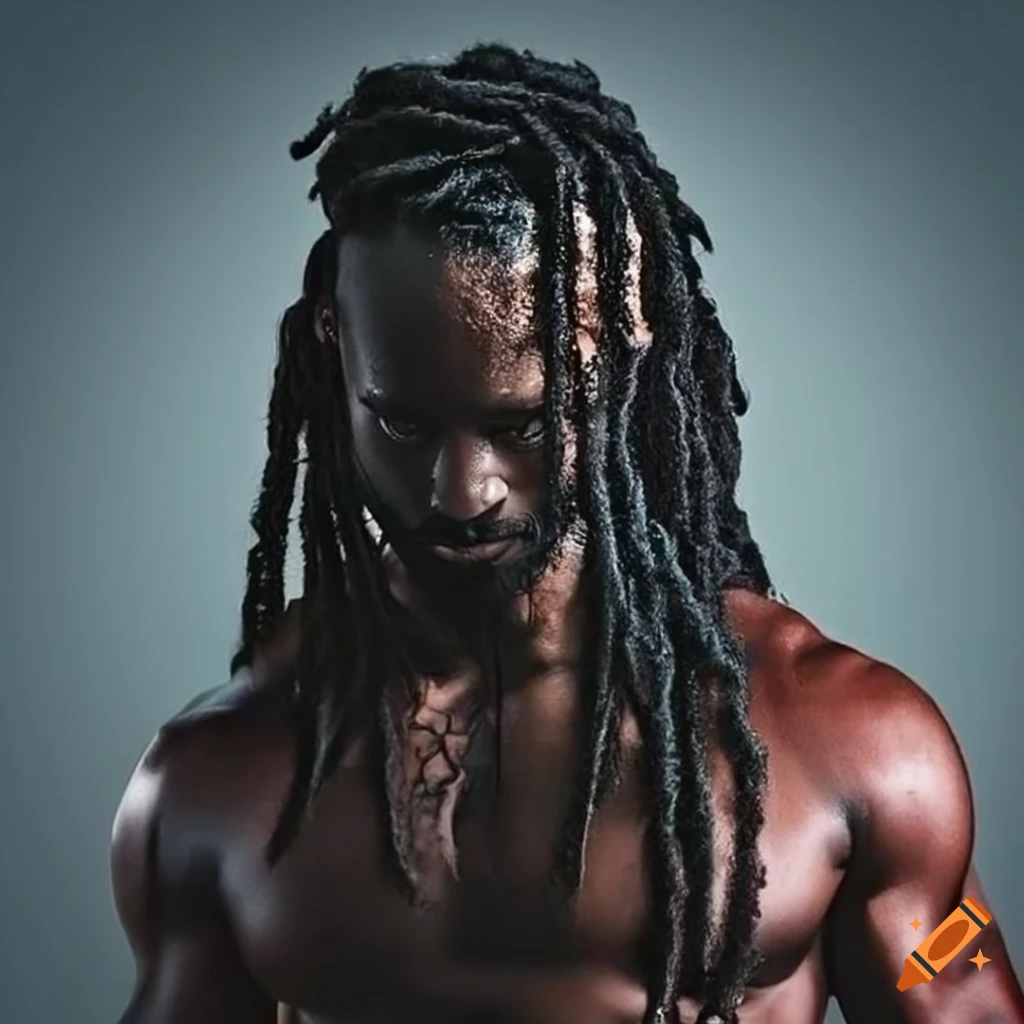 Image of a black pro wrestler with long locs