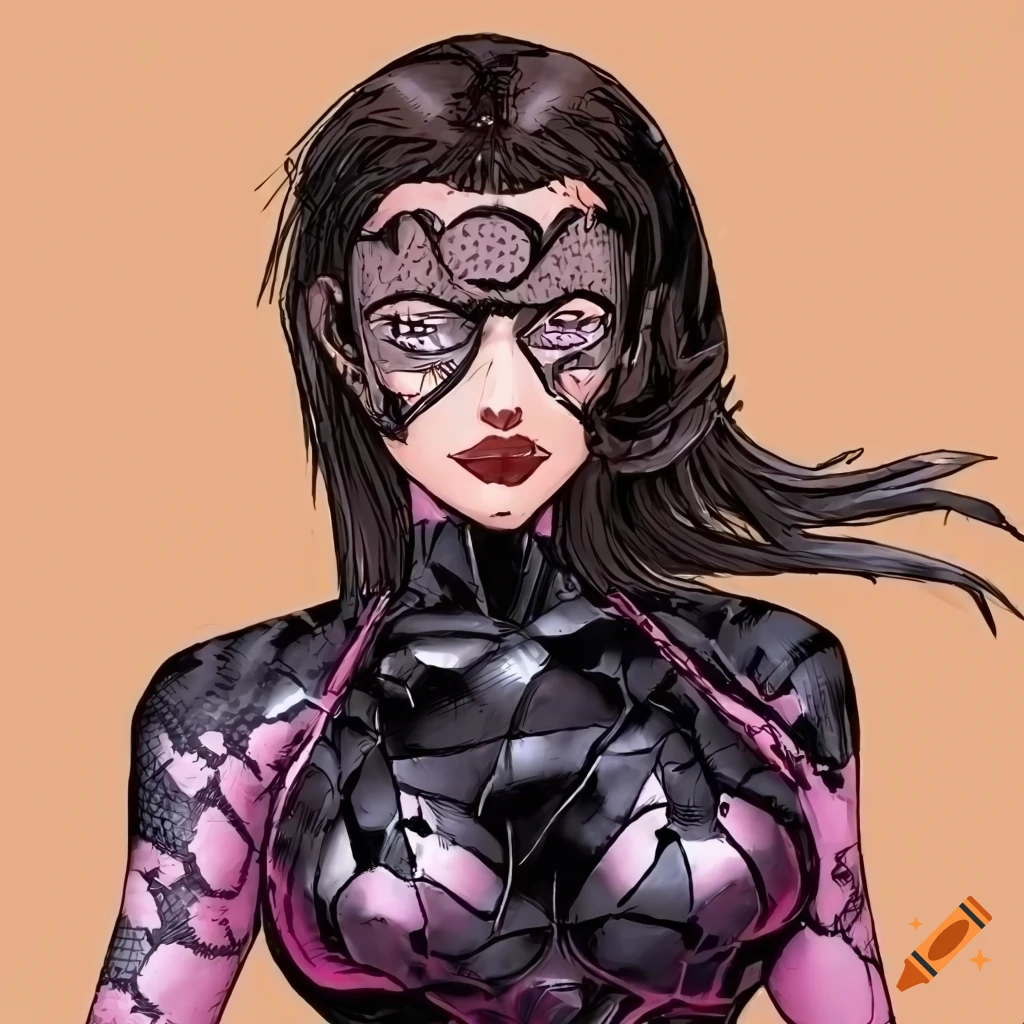 illustration of Cobra Baroness in black snakeskin body suit