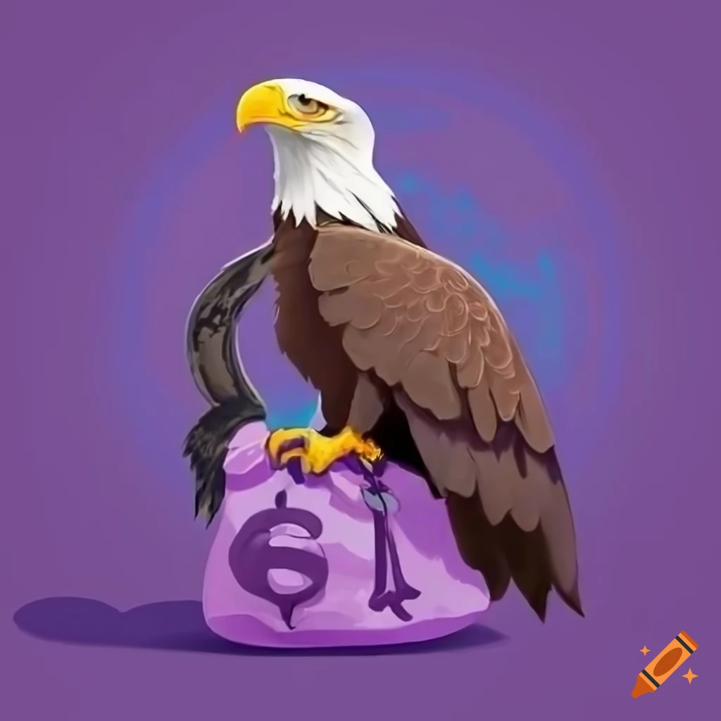 bald eagle holding a money bag