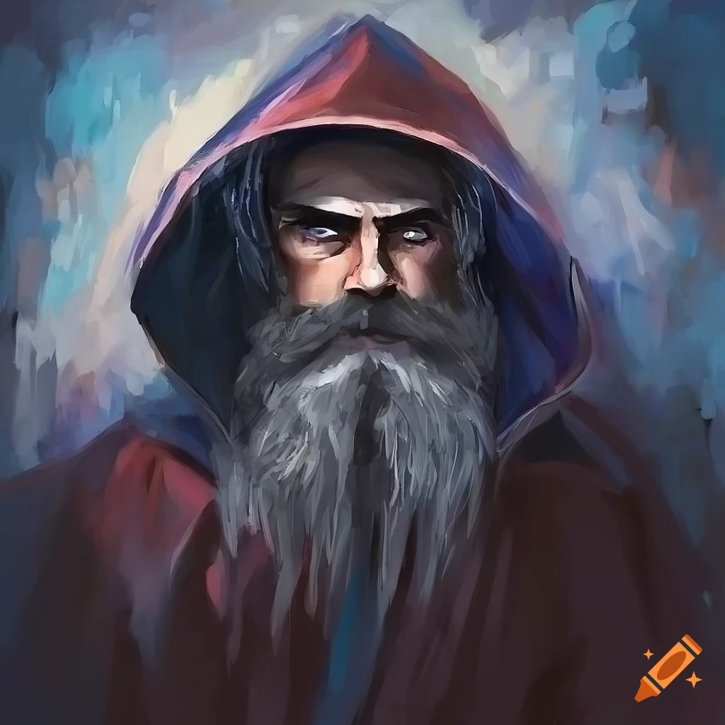 impressionist painting of a cunning arabian sorcerer