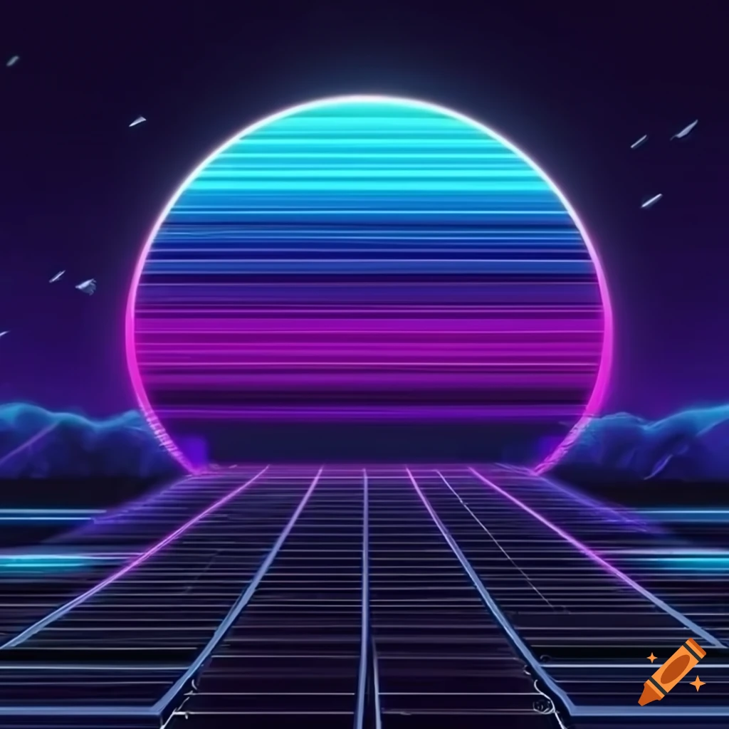 Synthwave Style Wallpaper With Neon Lights On Craiyon